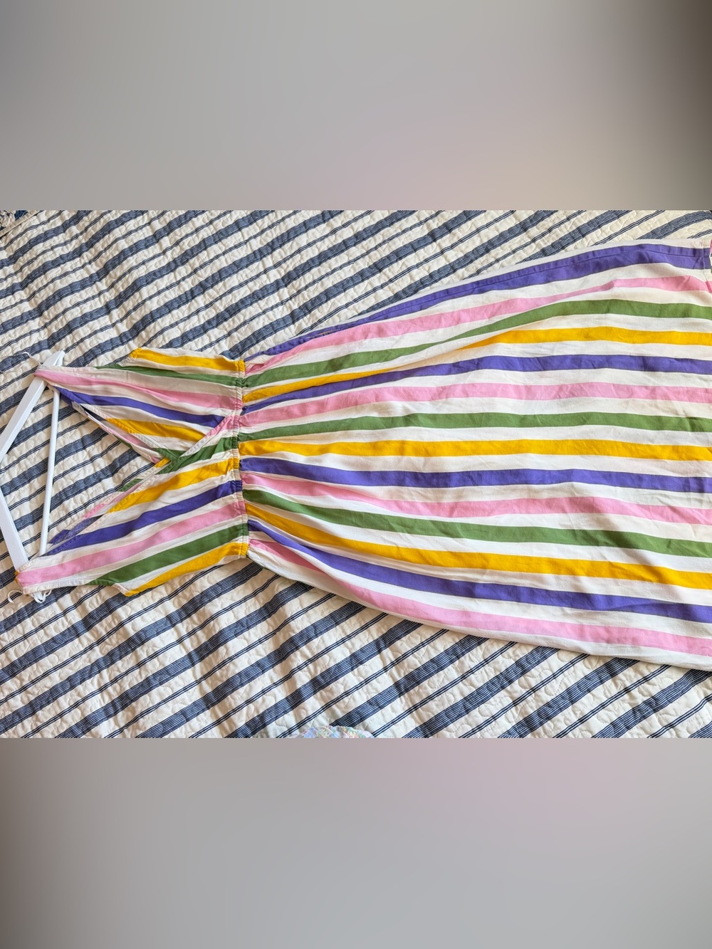 Striped V-Neck Sleeveless Viscose Summer Dress in Multi Fantastca - Picture 4 of 10